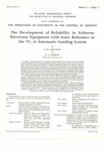 The Development of Reliability in Airborne Electronic Equipment with Reference to VC10 Automatic Landing System