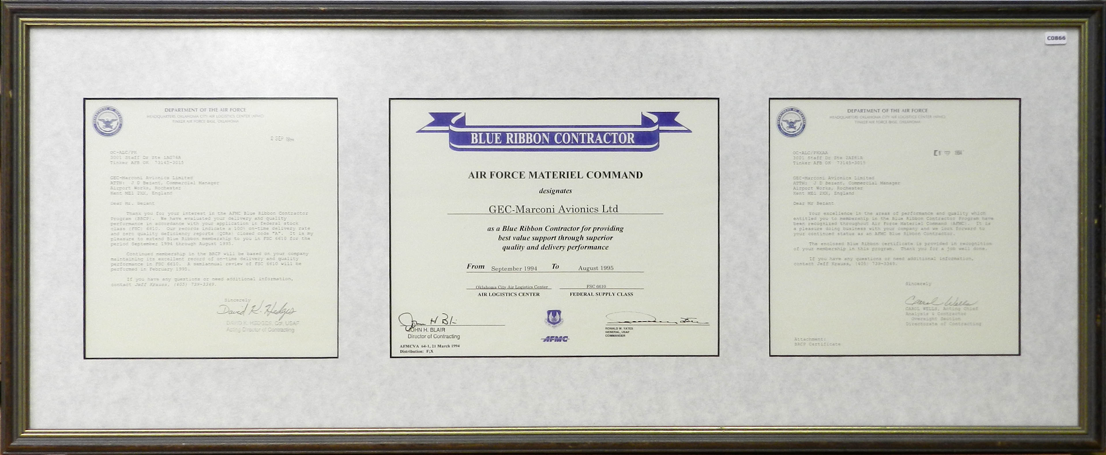 Blue Ribbon Contractor Certificate