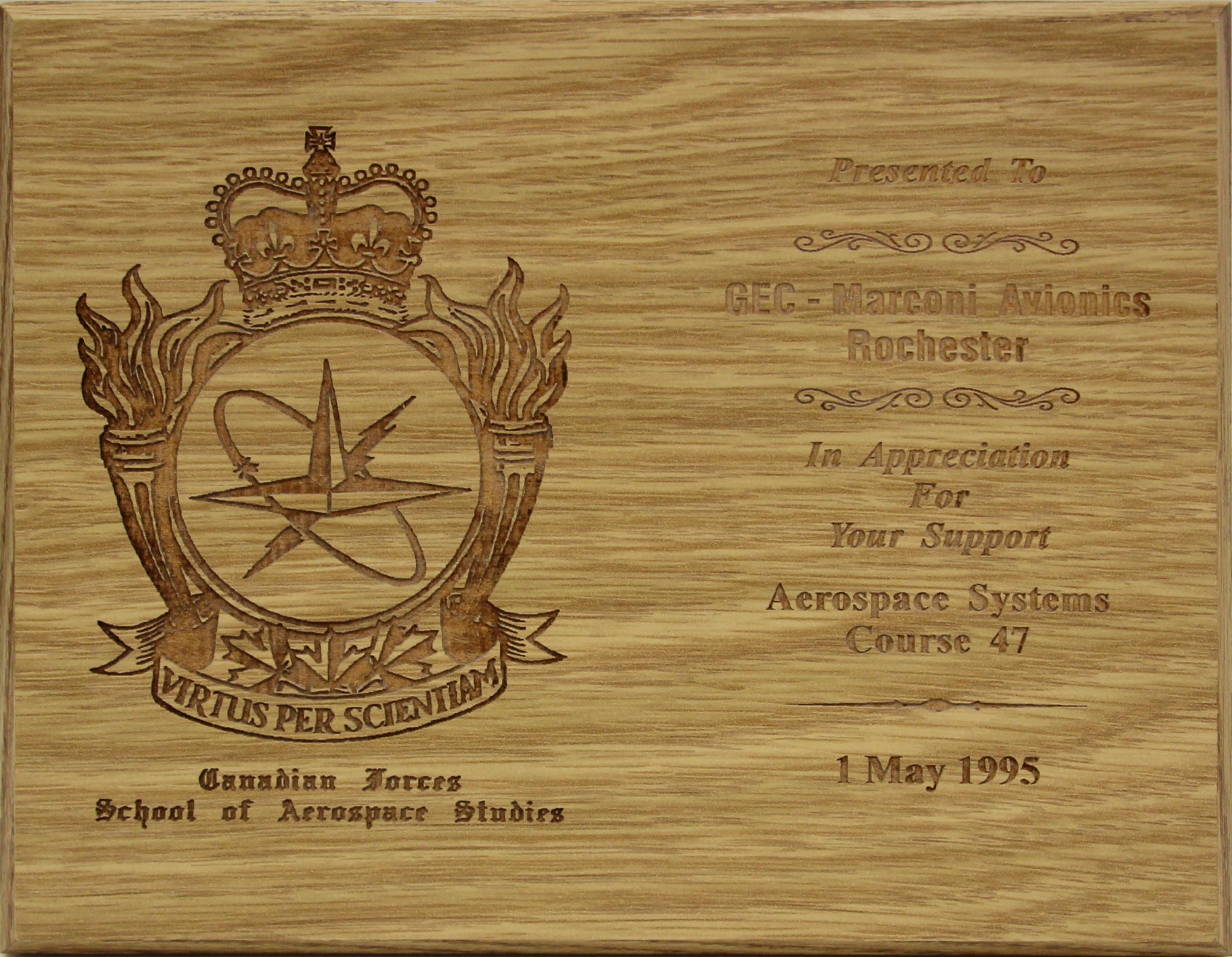 Aerospace Systems Course 1995 Award