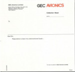GEC Avionics Collection Sheet