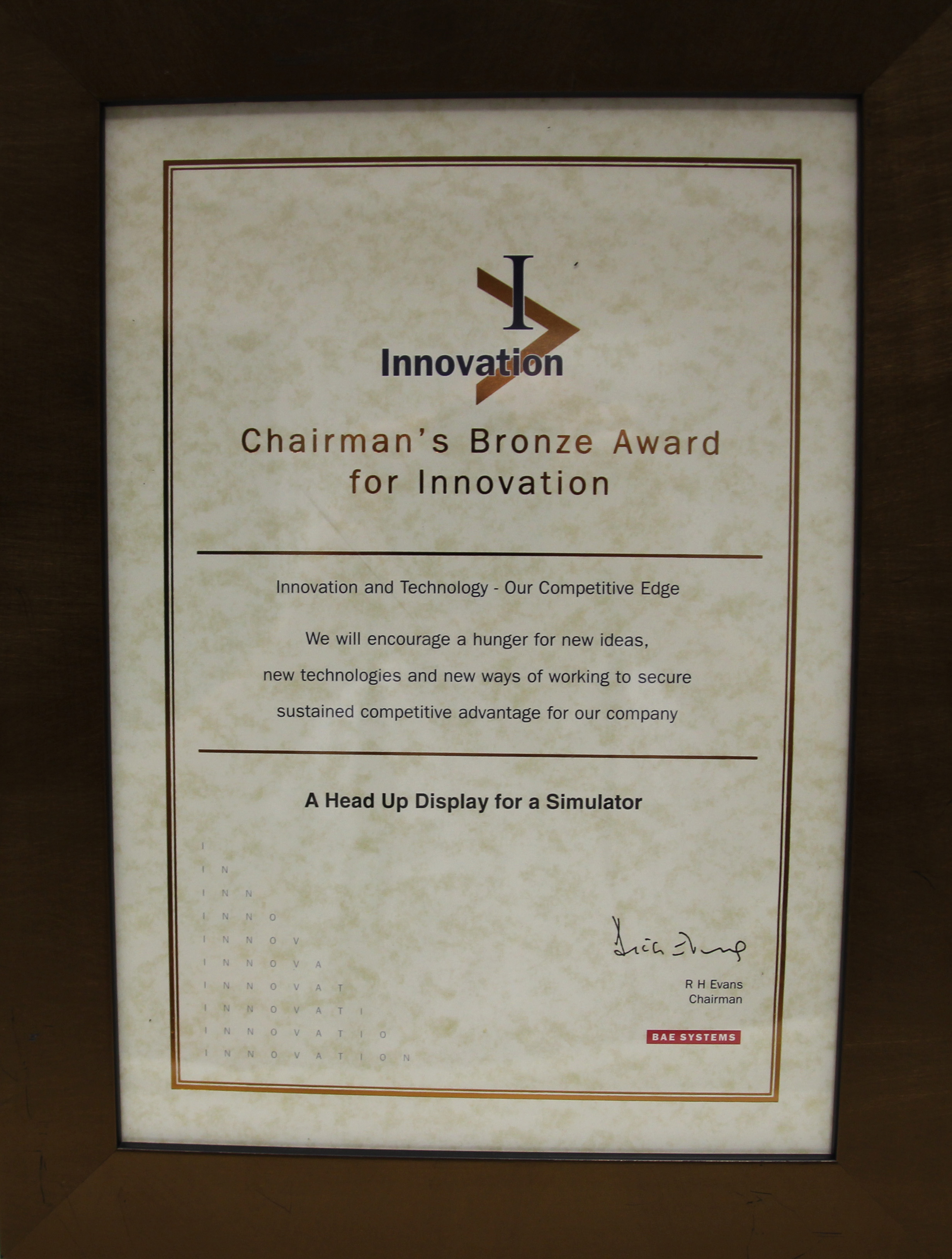 Chairman's Bronze Award for Innovation
