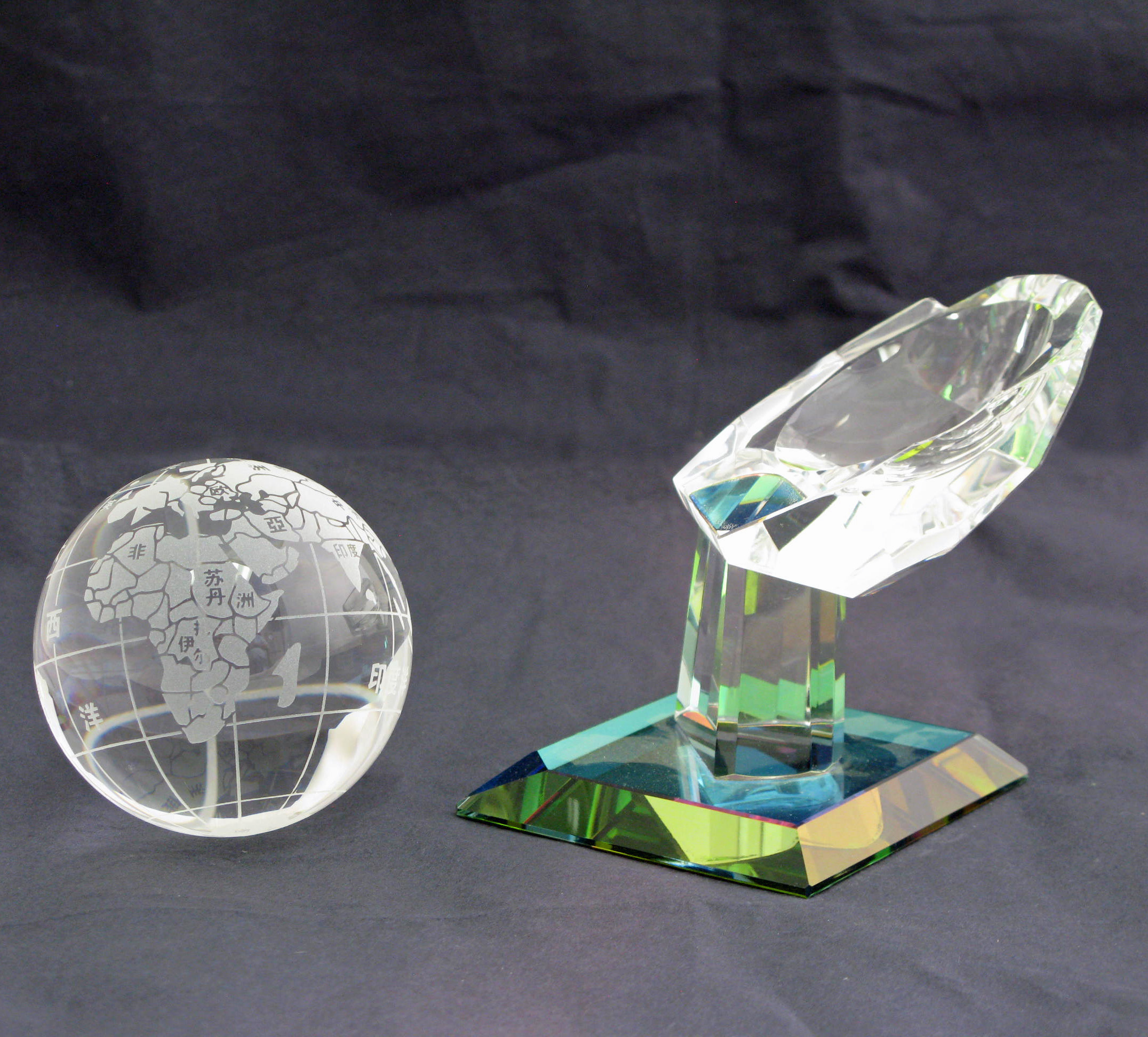 Two Piece Glass Promotional Item Showing World Wide Operations 