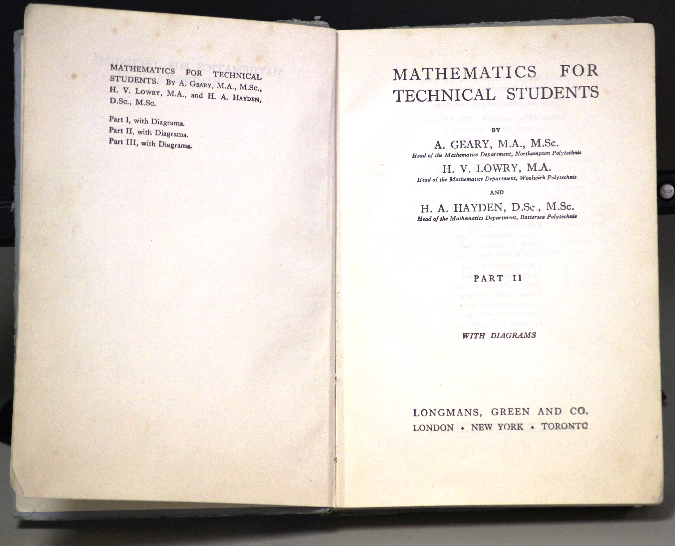 Mathematics for Technical Students (Part II) :: Rochester Avionic Archives